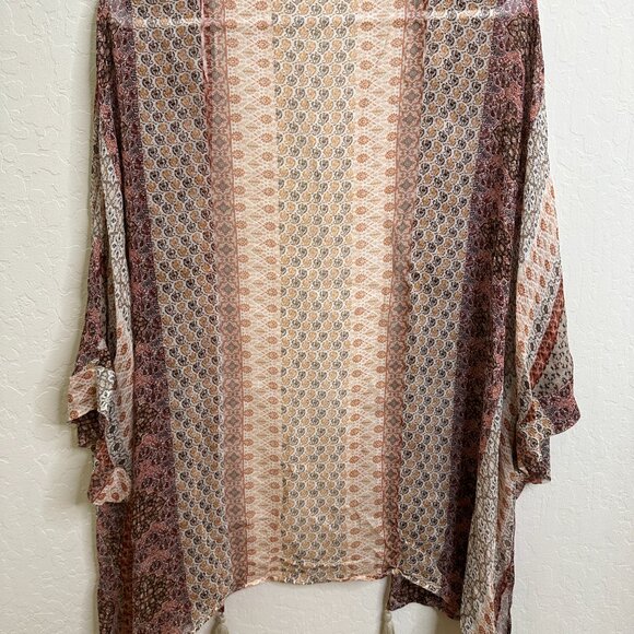 Massimo Dutti Patchwork Cardigan Duster Open Front Blouse Size Medium - Picture 3 of 3